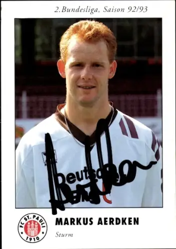 Autogrammkarte Fußballer Markus Aerdken, FC St. Pauli, Autogramm