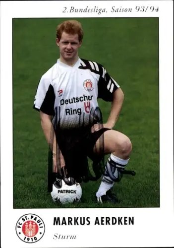 Autogrammkarte Fußballer Markus Aerdken, FC St. Pauli, Autogramm