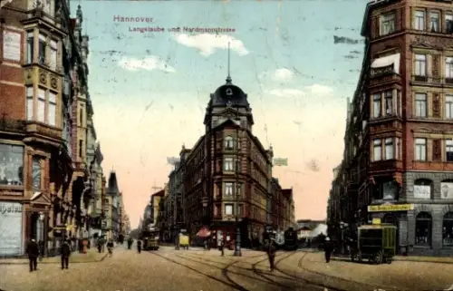 Ak Hannover in Niedersachsen, Strassenansicht Langelaube und Nordmannstrasse, Straßenbahnen
