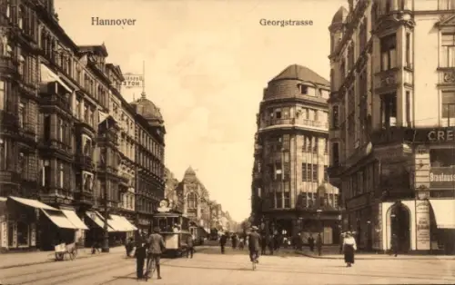Ak Hannover, Georgstraße, Hotel, Straßenbahn