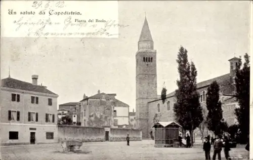Ak Capodistria Koper Gafers Slowenien, Platz, Kirchturm