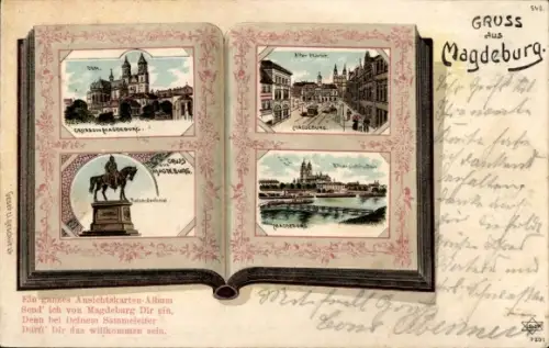 Buch Litho Magdeburg an der Elbe, Denkmal, Markt, Dom