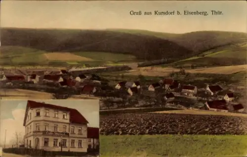 Ak Kursdorf Eisenberg in Thüringen, Gesamtansicht, Cafe Wetzel