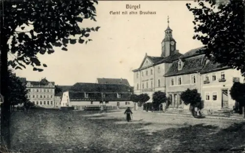 Ak Bürgel, Markt mit altem Brauhaus, Ratskeller