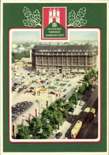 Passepartout Ak Hamburg St. Georg, Deutsches Turnfest 1953, Gewerkschaftshaus