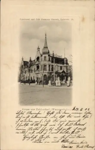 Präge Ak Berlin Zehlendorf, Conditorei und Cafe Hermann Paersch, Kaiserstraße 18