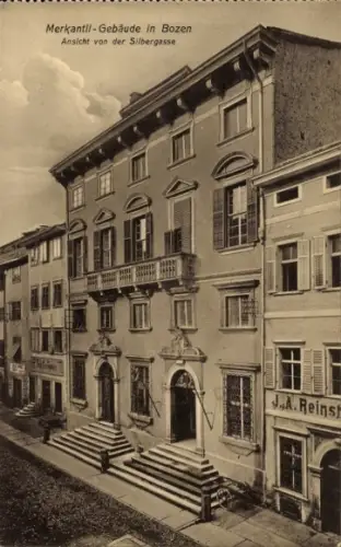 Ak Bozen Bolzano Südtirol, Merkantil-Gebäude, Ansicht von der Silbergasse