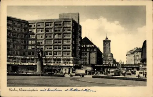 Ak Berlin Mitte, Alexanderplatz mit Berolina und Rathausturm