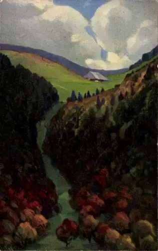Künstler Ak Reiss, Fritz, Schwarzwald, Herbstlandschaft