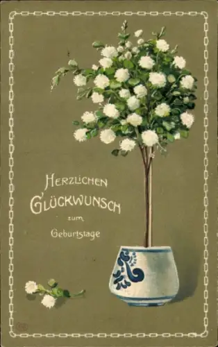 Ak Glückwunsch Geburtstag, Blumen, Blumentopf