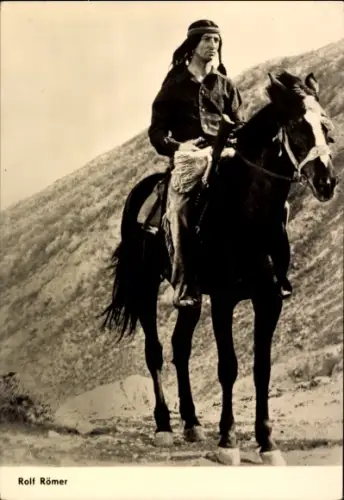 Ak Schauspieler Rolf Römer, Portrait, Pferd, Die Söhne der großen Bärin, DEFA