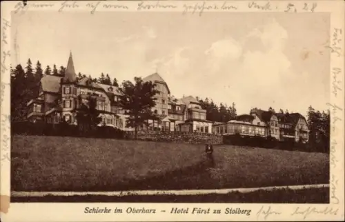 Ak Schierke Wernigerode im Harz,  Hotel Fürst zu Stolberg