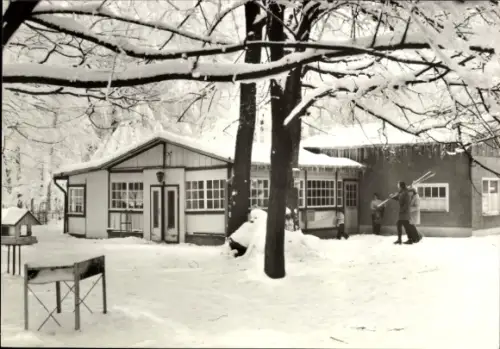 Ak Friedrichsbrunn Thale im Harz, Ferienheim Viktorshöhe des VEB Draht und Seilwerke, Winter, Schnee