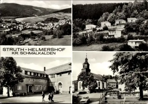 Ak Struth Helmersdorf Floh Seligenthal in Thüringen, Panorama, Gaststätte, Kirche, Wolga