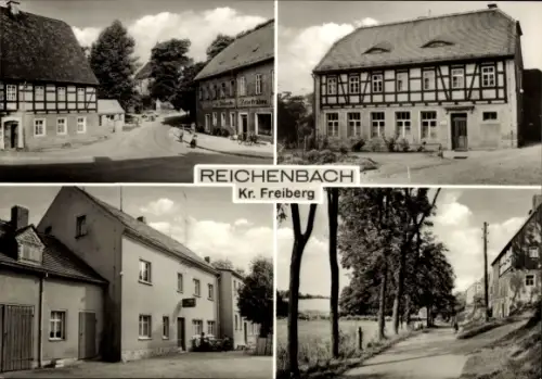 Ak Reichenbach Großschirma in Sachsen, Gasthof, Dorfpartie