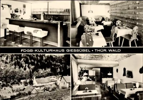 Ak Gießübel in Thüringen, FDGB-Kulturhaus Gießübel, Waldbaudenbar, Bauernwinkel in der Bar, Außen