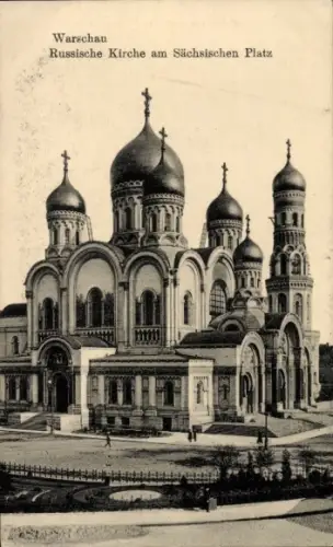 Ak Warszawa Warschau Polen, Russische Kirche am Sächsischen Platz