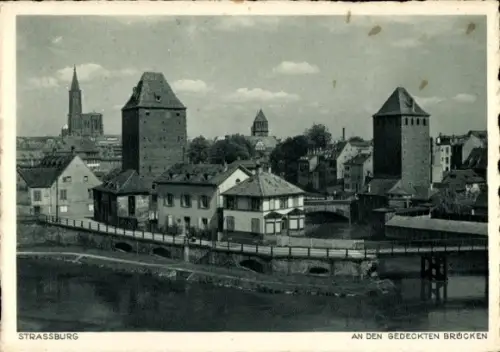 Ak Straßburg Elsass Bas Rhin,  Gedeckte Brücken