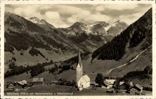 Ak Mittelberg im Kleinwalsertal Vorarlberg, Mittelberg 1218 m, Hammerspitze, Schafalpkopf
