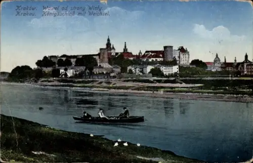 Ak Kraków Krakau Polen,  Wawel, Königsschloss, Weichsel