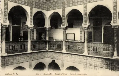 Ak Algier Alger Algerien,  Palais d’hiver, maurische Galerie
