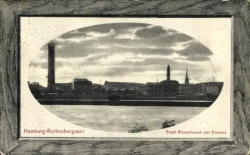 Präge Passepartout Ak Hamburg Mitte Rothenburgsort, Stadt Wasserkunst mit Bassins