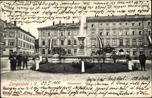 Ak Lengenfeld Vogtland Sachsen, Hauptmarkt, Fontäne