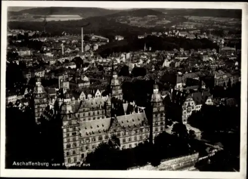Ak Aschaffenburg am Main Unterfranken,  Schloss Johannisburg, Luftaufnahme