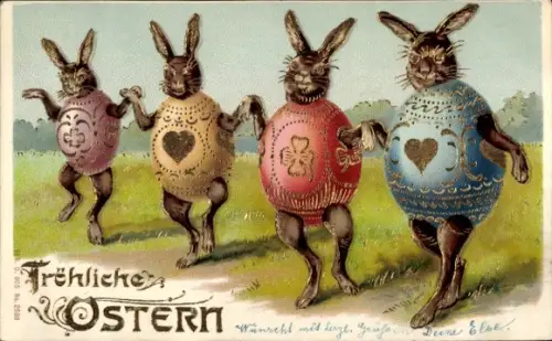 Ak Glückwunsch Ostern, Osterhasen, Ostereier
