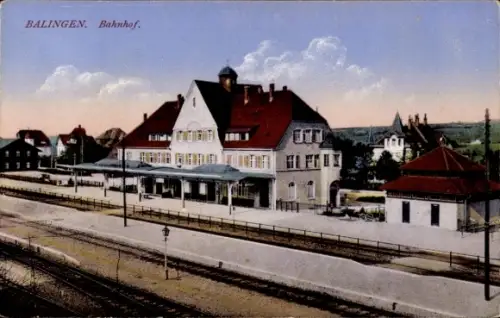 Ak Balingen in Württemberg, Bahnhof, Gleisseite