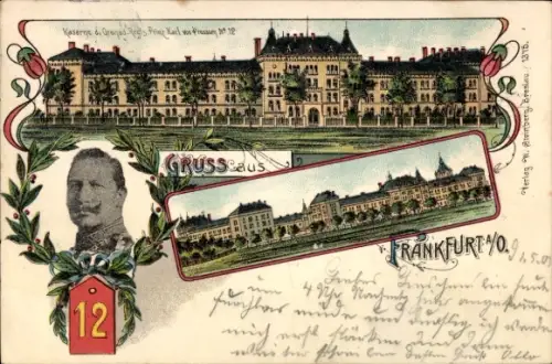 Litho Frankfurt Oder,Kaserne d.Grenad.Regts. K.Preussen