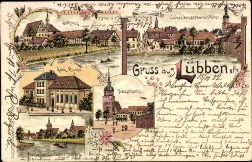 Litho Lübben im Spreewald, Schloss, Kirche, Hauptkirche