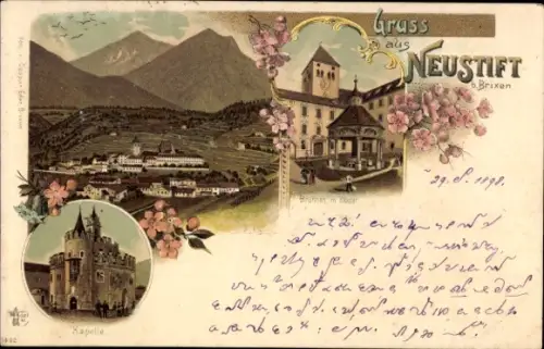 Litho Novacella Neustift Vahrn Varna Südtirol, Gesamtansicht, Kapelle