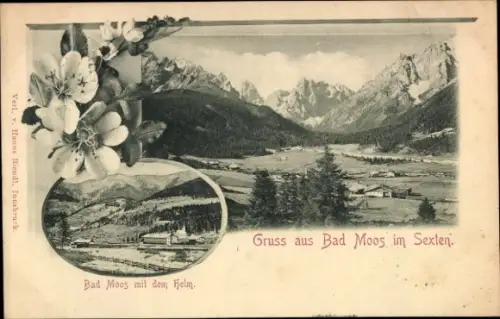 Ak Moso di Sesto Moos Sexten Südtirol, Gesamtansicht, Helm