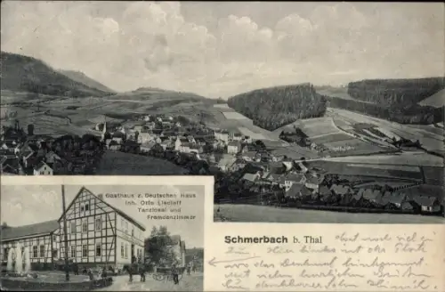 Ak Schmerbach Waltershausen in Thüringen, Gesamtansicht, Gasthaus zum Deutschen Haus