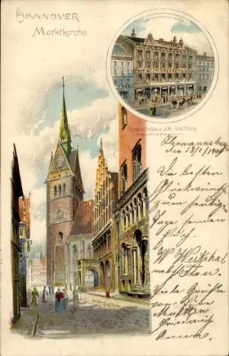Litho Hannover, Marktkirche, Geschäftshaus J. W. Sältzer