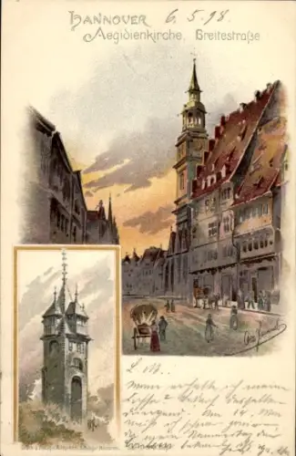 Ak Hannover in Niedersachsen, Aegidienkirche, Breitestraße, Altstadt