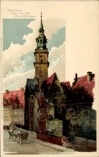 Künstler Litho Hammel, Otto, Hannover in Niedersachsen, Motiv aus der Ebhardtstraße, Meissner Buch