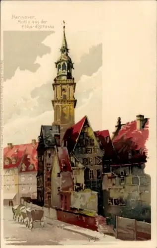 Künstler Litho Hammel, Otto, Hannover in Niedersachsen, Motiv aus der Ebhardtstraße, Meissner Buch