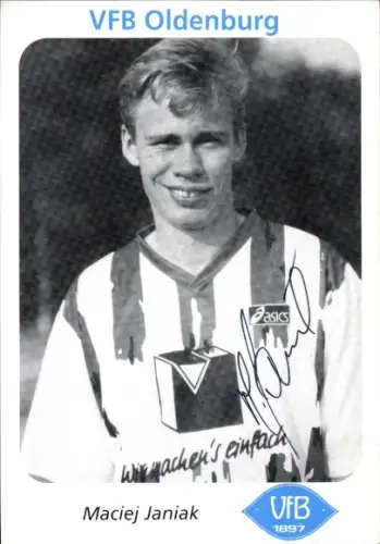 Autogrammkarte Maciej Janiak, VfB Oldenburg, Portrait, Autogramm