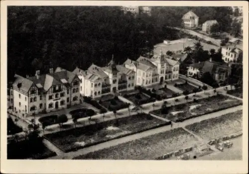 Ak Ostseebad Zinnowitz auf Usedom, Luftaufnahme der östlichen Promenade