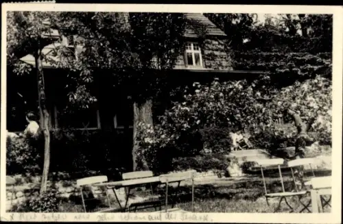 Ak Ostseebad Bansin auf Usedom, Gaststätte Forsthaus Adlershorst, Terrasse