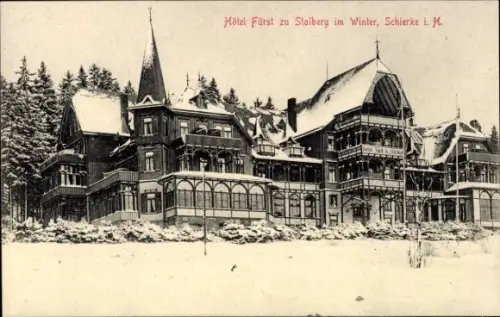 Ak Schierke Wernigerode im Harz, Hotel Fürst zu Stolberg im Winter