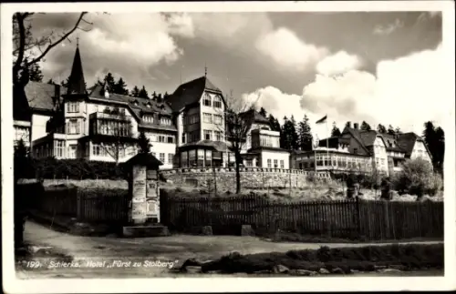 Ak Schierke Wernigerode im Harz, Hotel Fürst zu Stolberg, Litfaßsäule