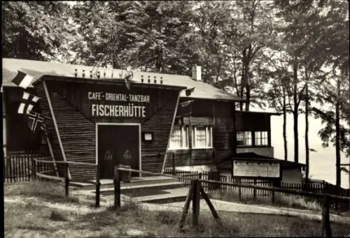 Ak Ostseebad Ückeritz auf Usedom, Fischerhütte, Café und Tanzbar