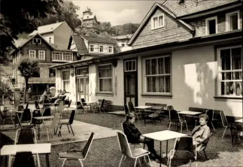 Ak Schwarzburg in Thüringen, FDGB Erholungsheim Johann Wolfgang von Goethe, Terrasse