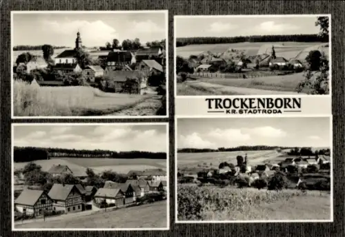 Ak Trockenborn Wolfersdorf in Thüringen, Teilansichten, Fachwerkhäuser, Kirche