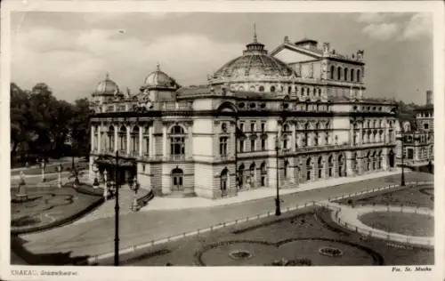 Ak Kraków Krakau Polen, Staatstheater aus der Straßensicht