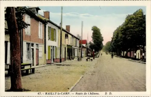 CPA Mailly le Camp Aube, Route de Châlons
