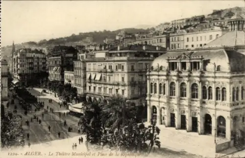 Ak Algier Alger Algerien,  Théâtre Municipal, Place de la République